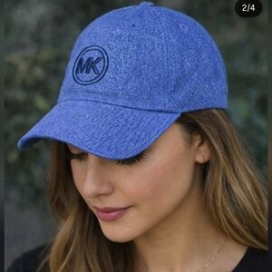 Michael Kors Denim MK Logo Baseball Cap in Blue